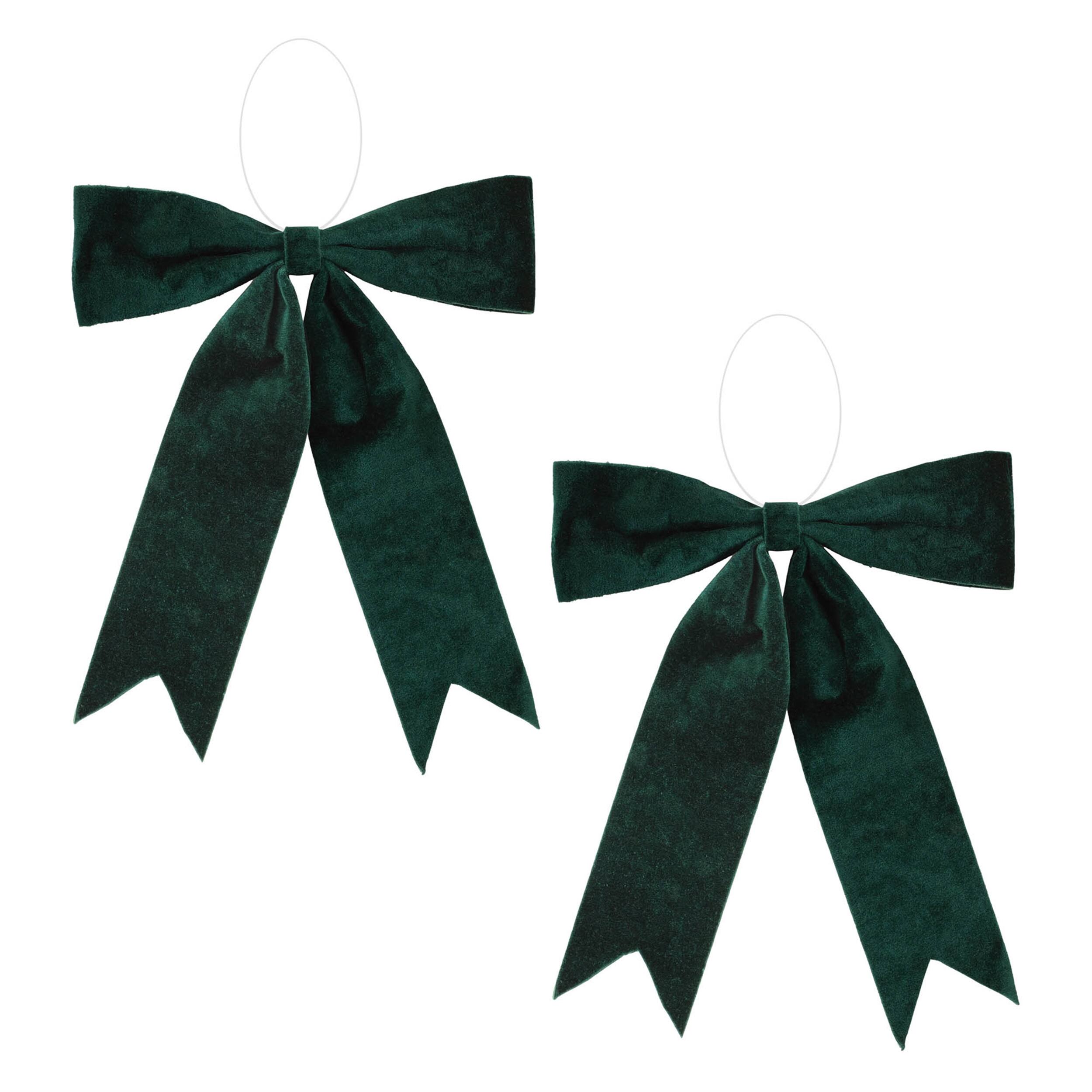 Angle. BreeBe - Emerald Green Holiday Bow (Set of 2) - Green.