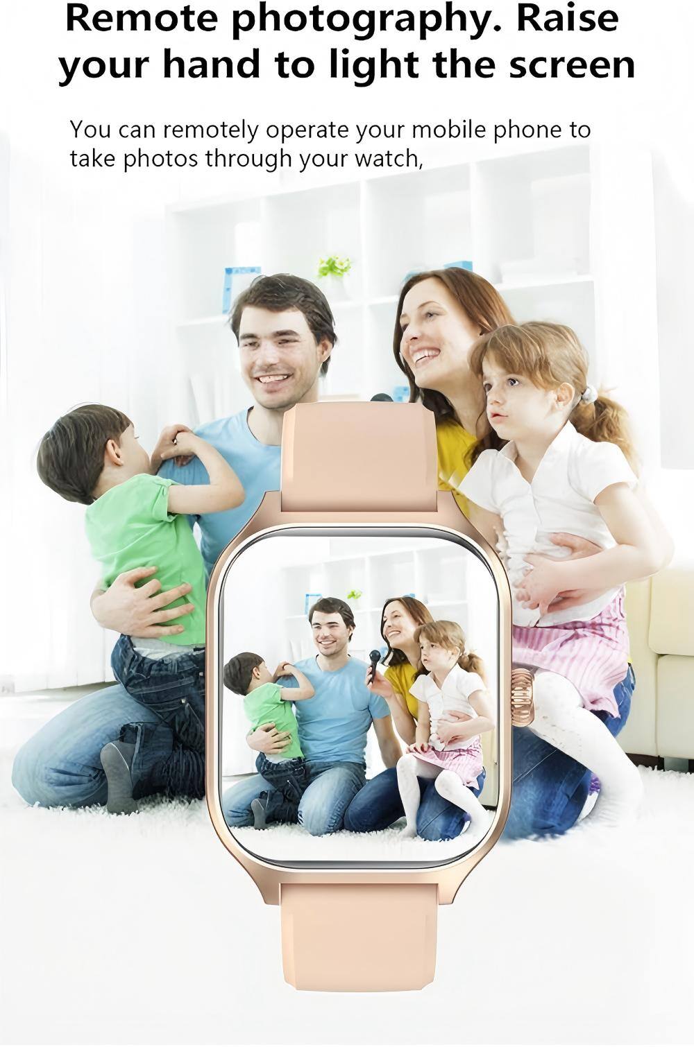 Remote photography. Raise your hand to light the screen

You can remotely operate your mobile phone to take photos through your watch.