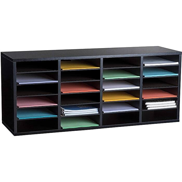 Alt View 10. AdirOffice - Wood Adjustable 24 Compartment Literature File Organizer, 11.8”D x 39.3”W x 16.3”H - Black.