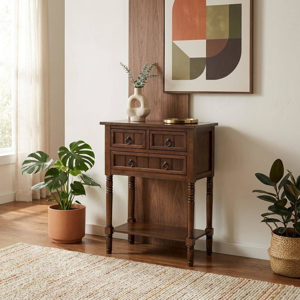 Alt View 1. FurniFact - Entryway Hall Table, Espresso - Espresso.