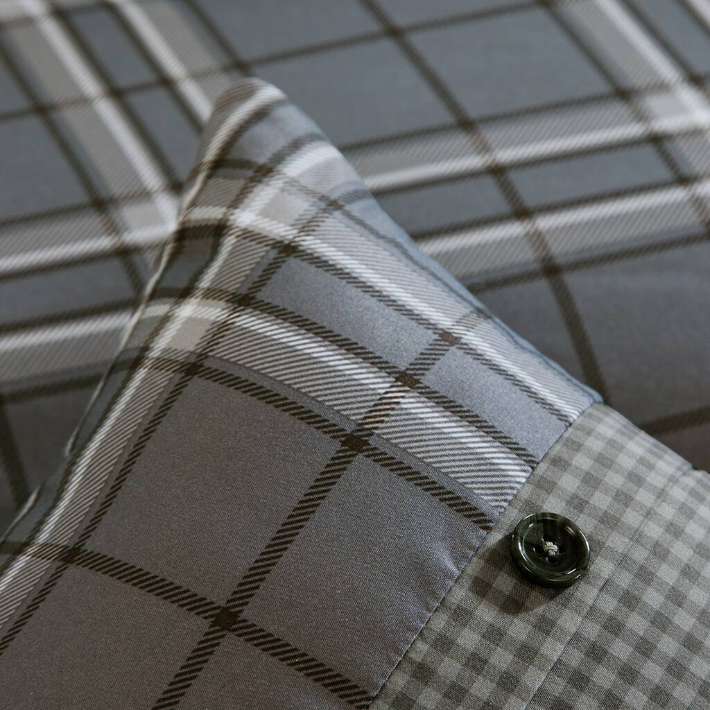 Alt View 1. Gracie Mills - Gracie Mills Elestren Plaid Comforter Set with Freshness Protection - Grey.