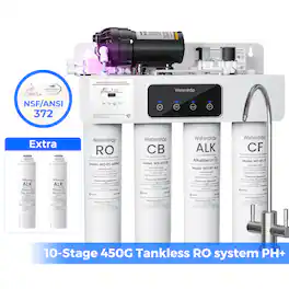 Waterdrop - WD-T4-A Alkaline pH+ Reverse Osmosis Water Filter,extra 2 RTALK Filers - White