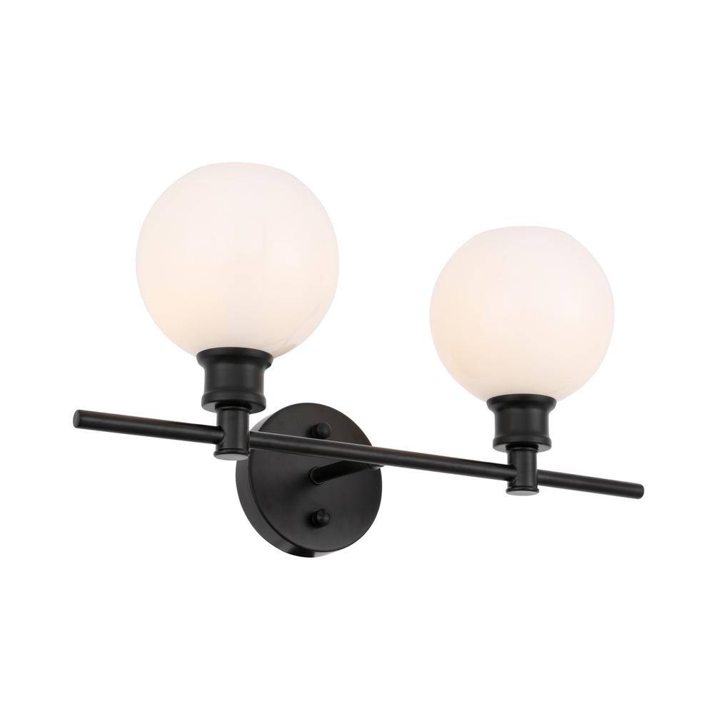 Alt View 6. Living District - Collier 2 light Black and Frosted white glass Wall sconce - Black And Frosted White Glass.