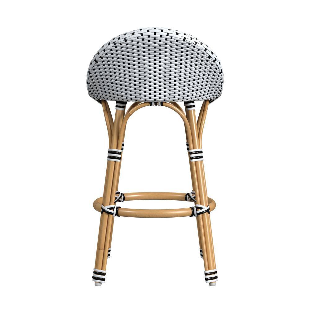 Left. Butler Specialty - Tobias 24 in. Seat Height Outdoor Rattan and Metal Low Back Counter Stool - Black And White.