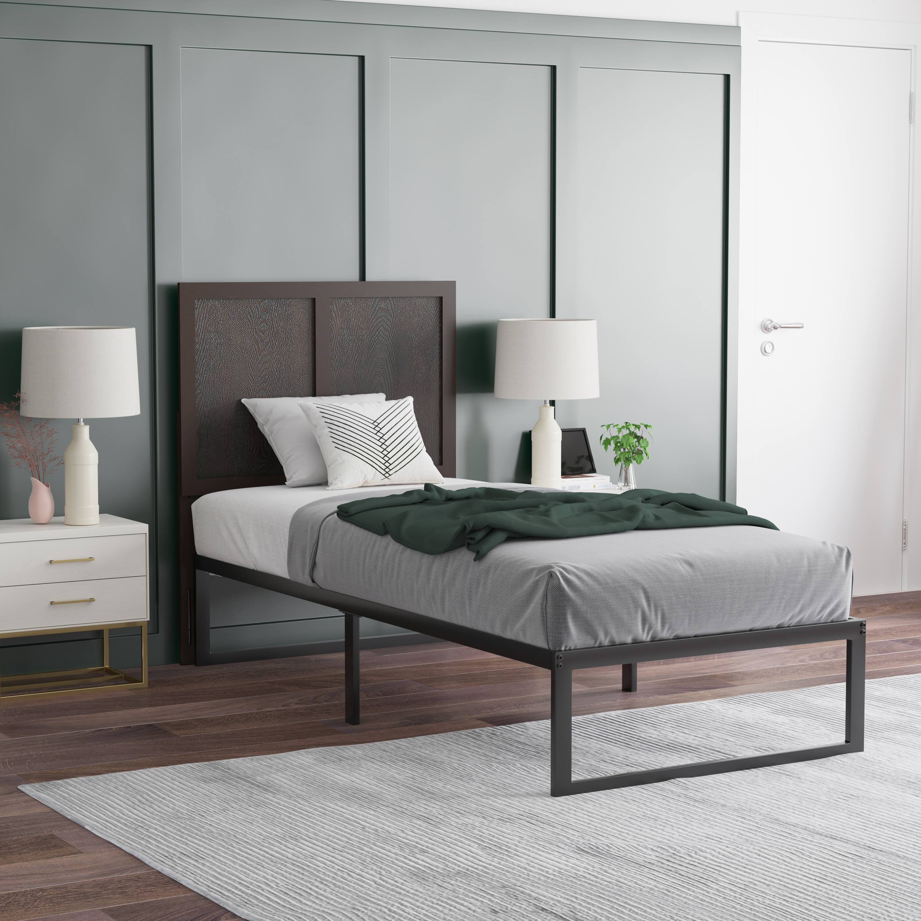 Alt View 4. Emma + Oliver - Omar Paneled Wooden Adjustable Headboard Only - Dark Brown.