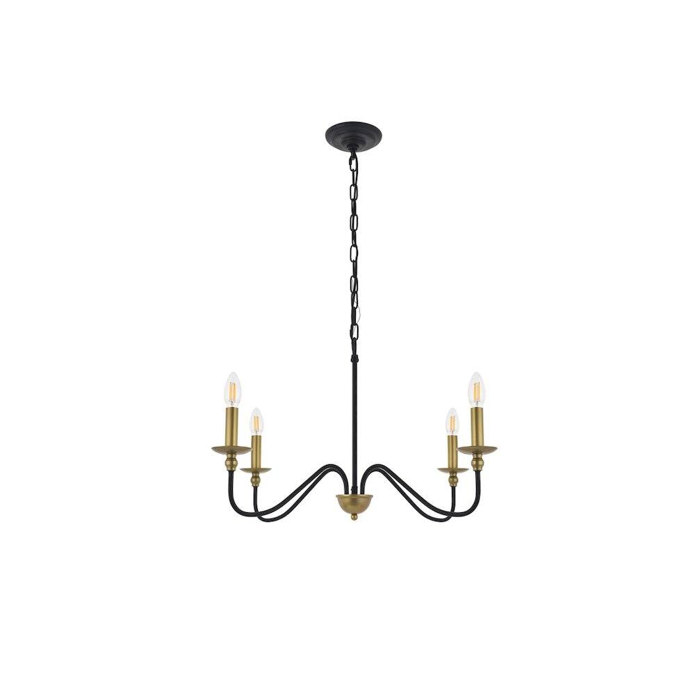 Alt View 2. Living District - Rohan 4 Light Matte Black And Brass Pendant - Matte Black And Brass.