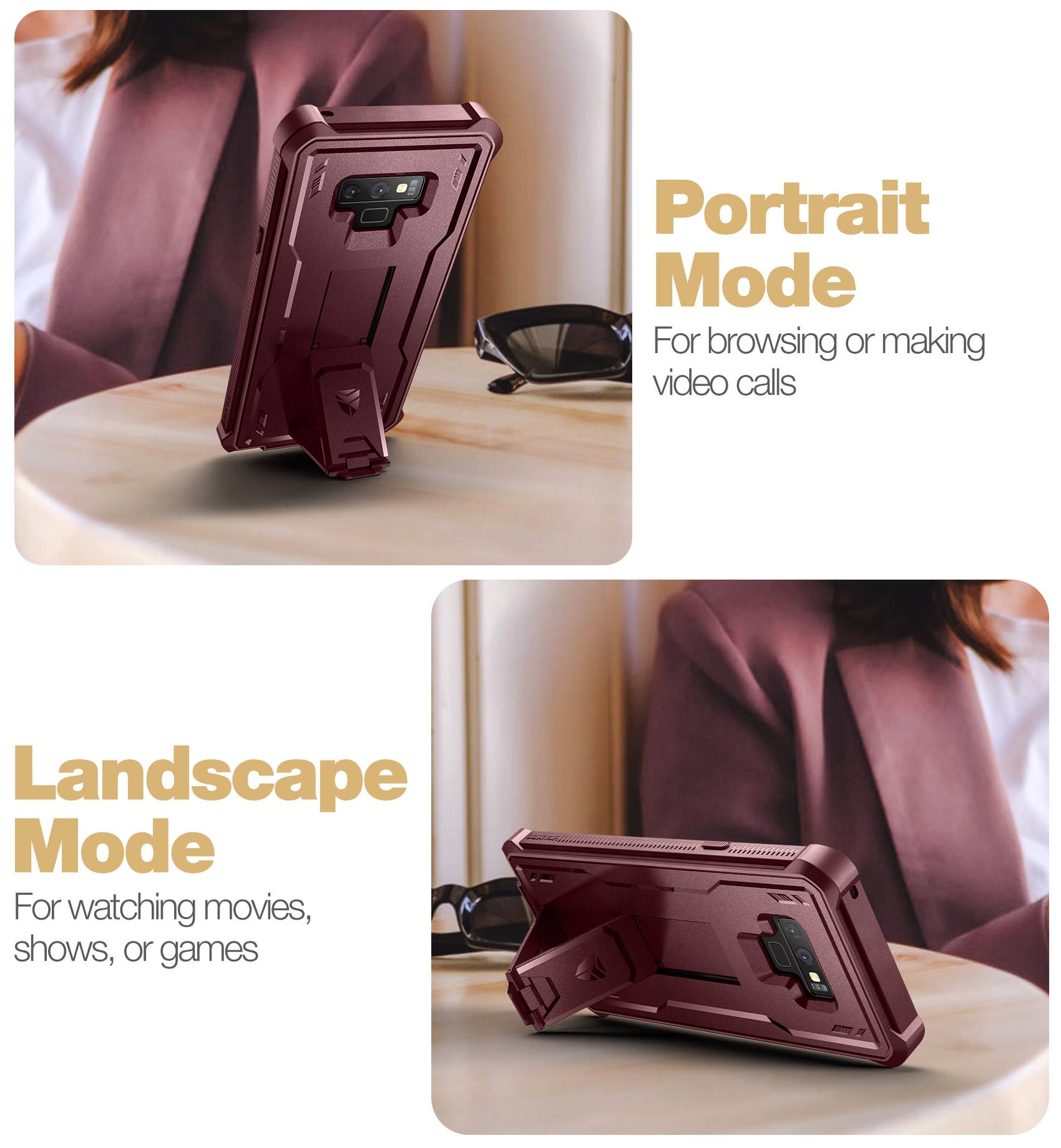 Portrait Mode  
For browsing or making video calls

Landscape Mode  
For watching movies, shows, or games