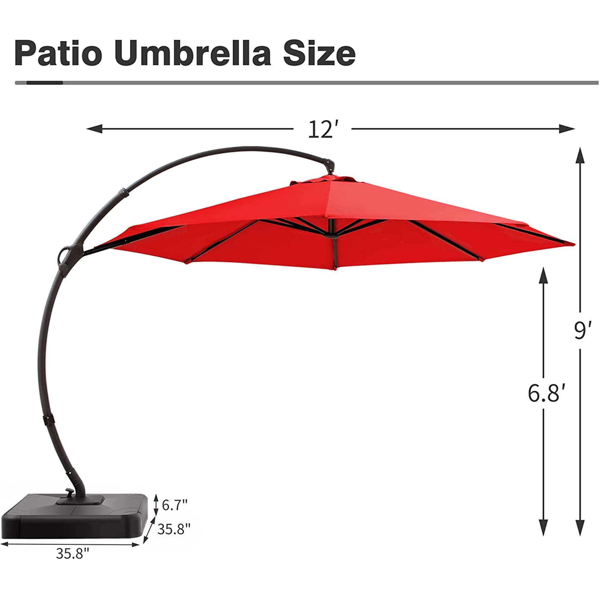 Patio Umbrella Size

12'  
9'  
6.8'  
35.8"  
6.7"  
35.8"