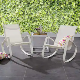 Traveler Outdoor Patio Mesh Sling Rocking Lounge Chair Set of 2 by Modway - White White