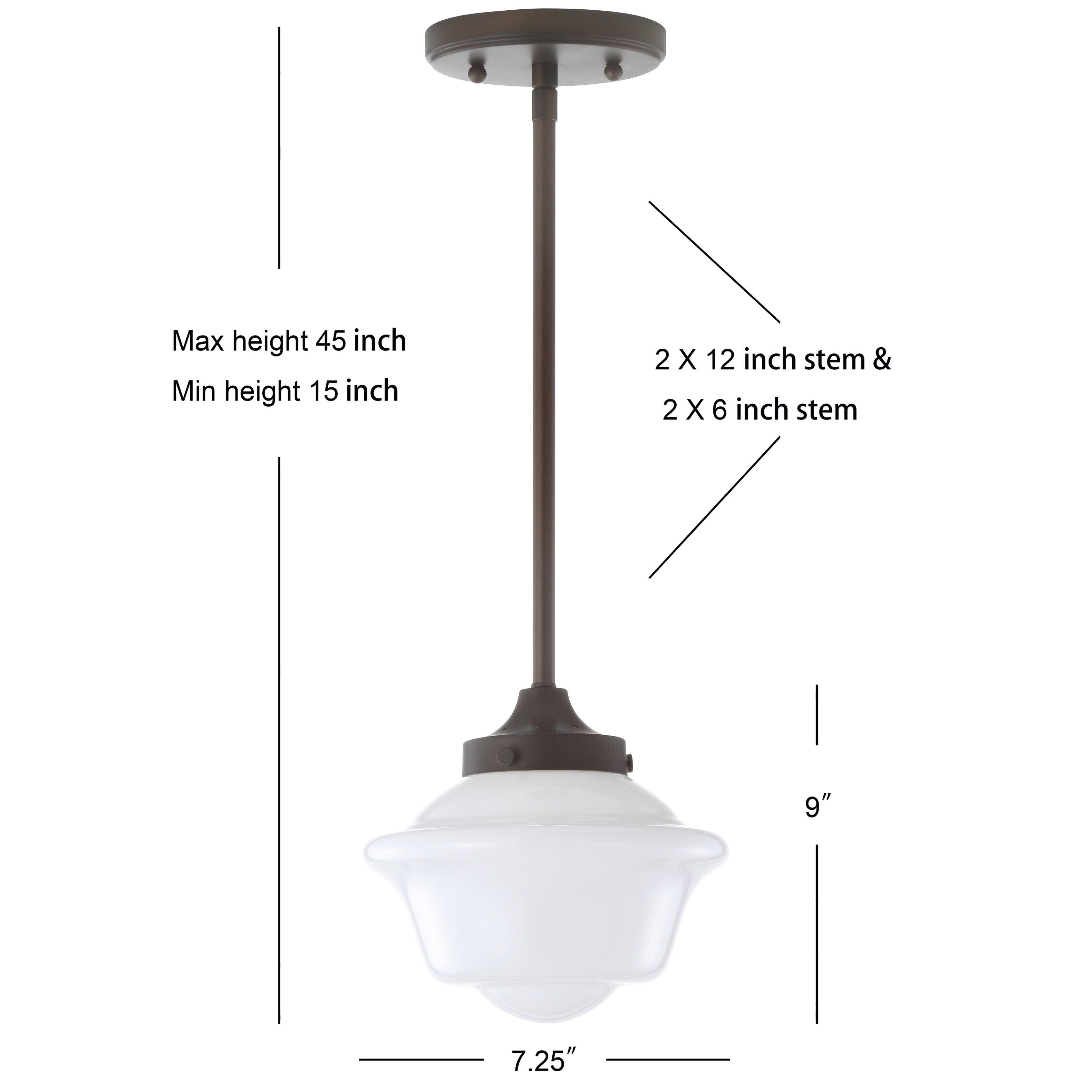 Max height 45 inch  
Min height 15 inch  
2 X 12 inch stem & 2 X 6 inch stem  
9"  
7.25"