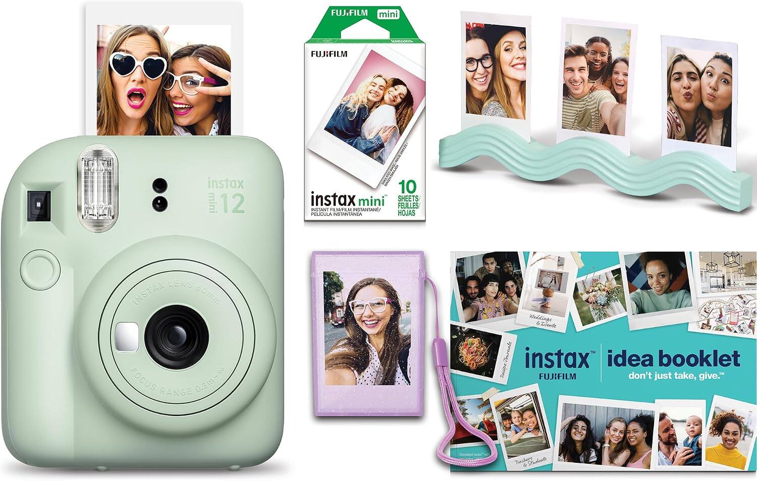 FUJIFILM mini  
JAGAR  
FUJIFILM  
instax mini 12  
10 instax mini SHEETS FEUILLES INSTANT M/FILM INSTANTANE/ PELCULA INSTANTANEA HOJAS  
LENS INSTAX 60mm & FOCUS RANGE 0.3m-  
Weddings & Tvente Journals instax idea booklet Recepe FUJIFILM don't just take, give.  
Teachers & Students