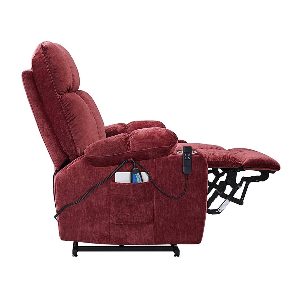 Alt View 2. Ropilly - Ropilly Dual OKIN Motor Power Lift Recliner, Infinite Position Lay Flat Chair with Heat and Vibration Massage - Red.