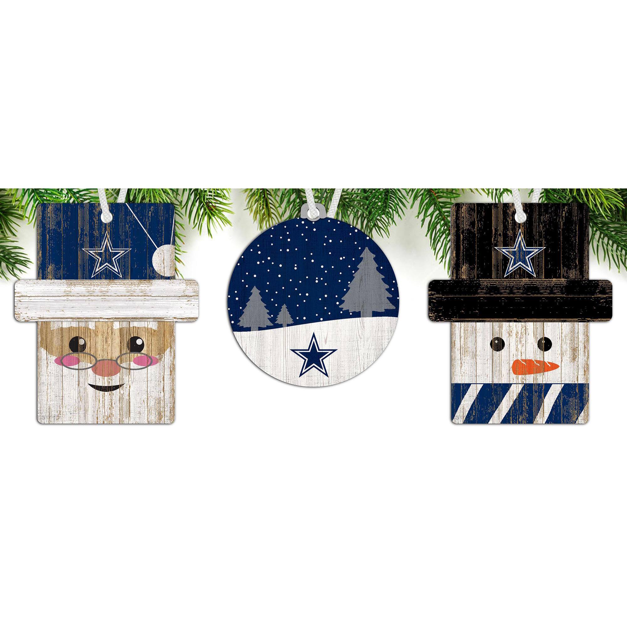 Front. Fan Creations - Dallas Cowboys 3-Pack Ornament Set - Multicolor.