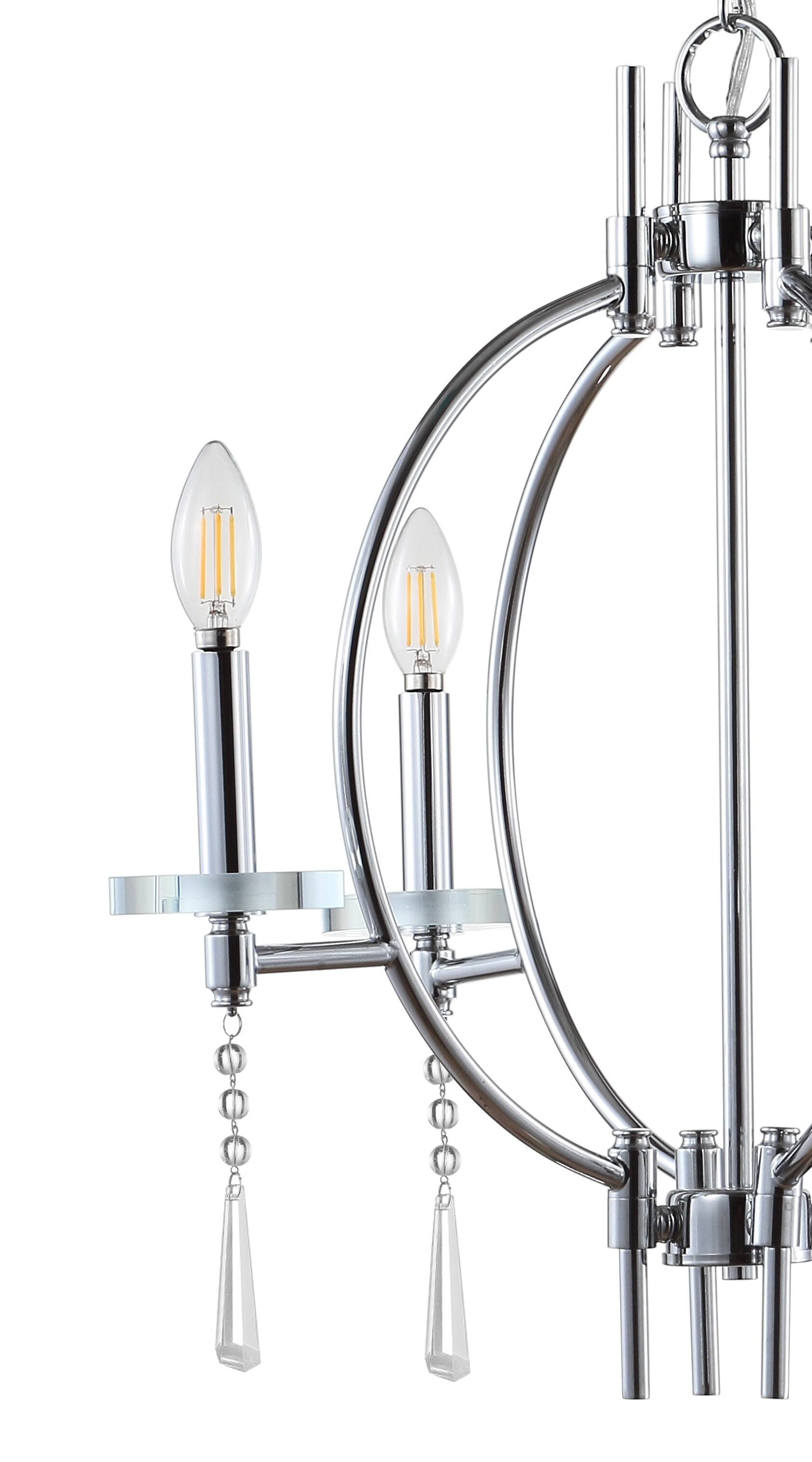 Alt View 4. Jonathan Y - Laura 23" Crystal/Metal LED Chandelier, Chrome - Chrome.
