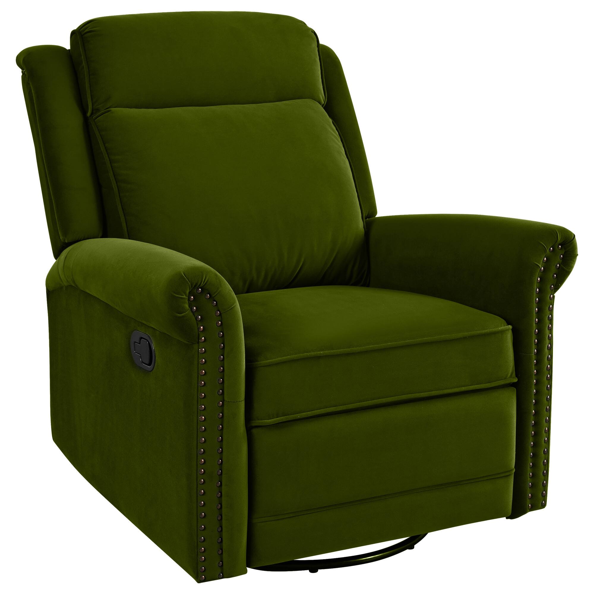 Alt View 6. APRILSOUL - Swivel Recliner Manual Rocking Home Theater Chair Nursery Rocker Adjustable Backrest Green - Green.