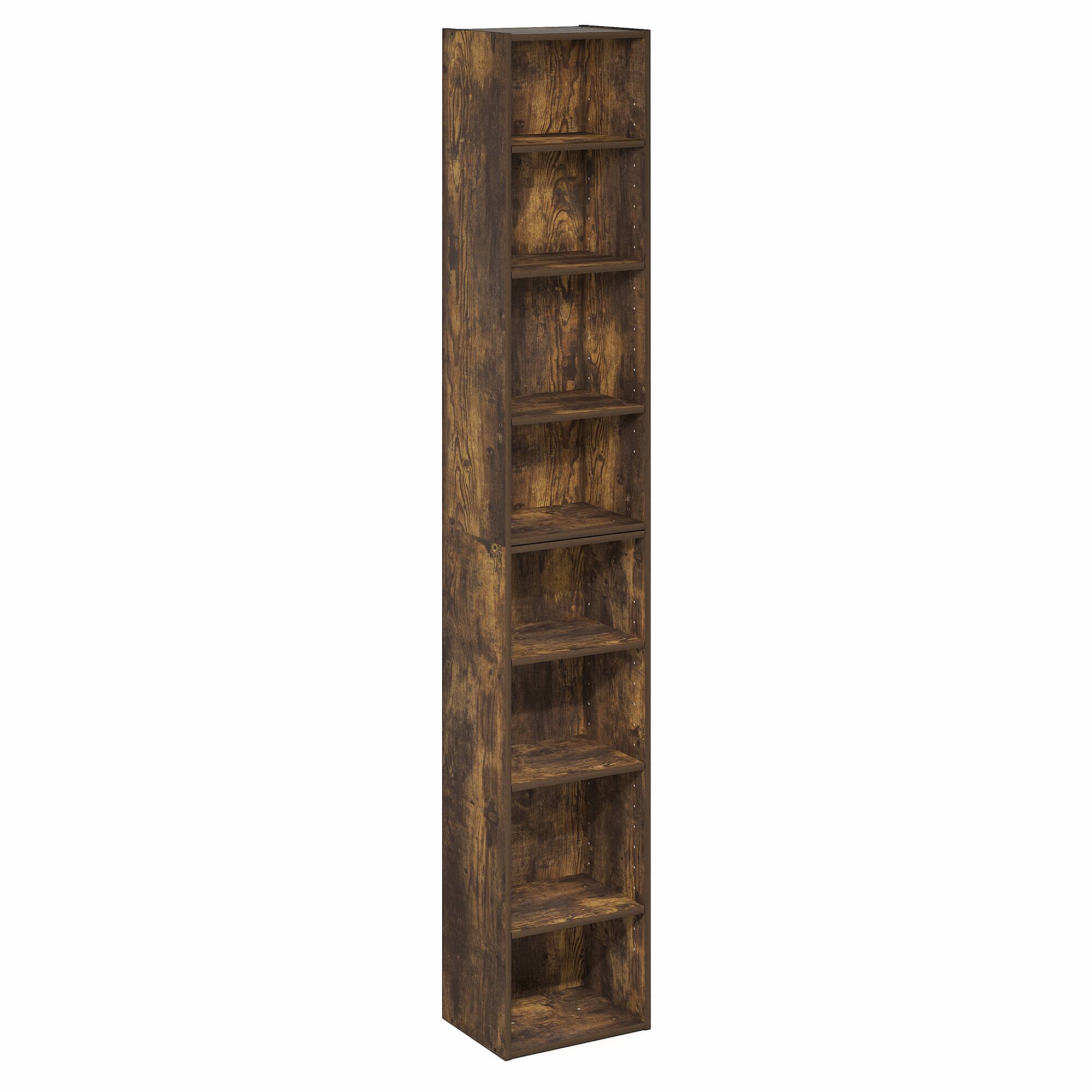 Alt View 5. Furinno - PASIR Book Shelf, 8-Tier Bookshelf, Bookcase with Open Shelf, 9.3 x 11.8 x 70.9, for Living Room, Bedroom, Home Office - Amber Pine.