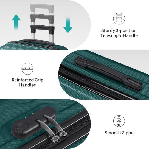Sturdy 3-position Telescopic Handle  
Reinforced Grip Handles  
Smooth Zipper