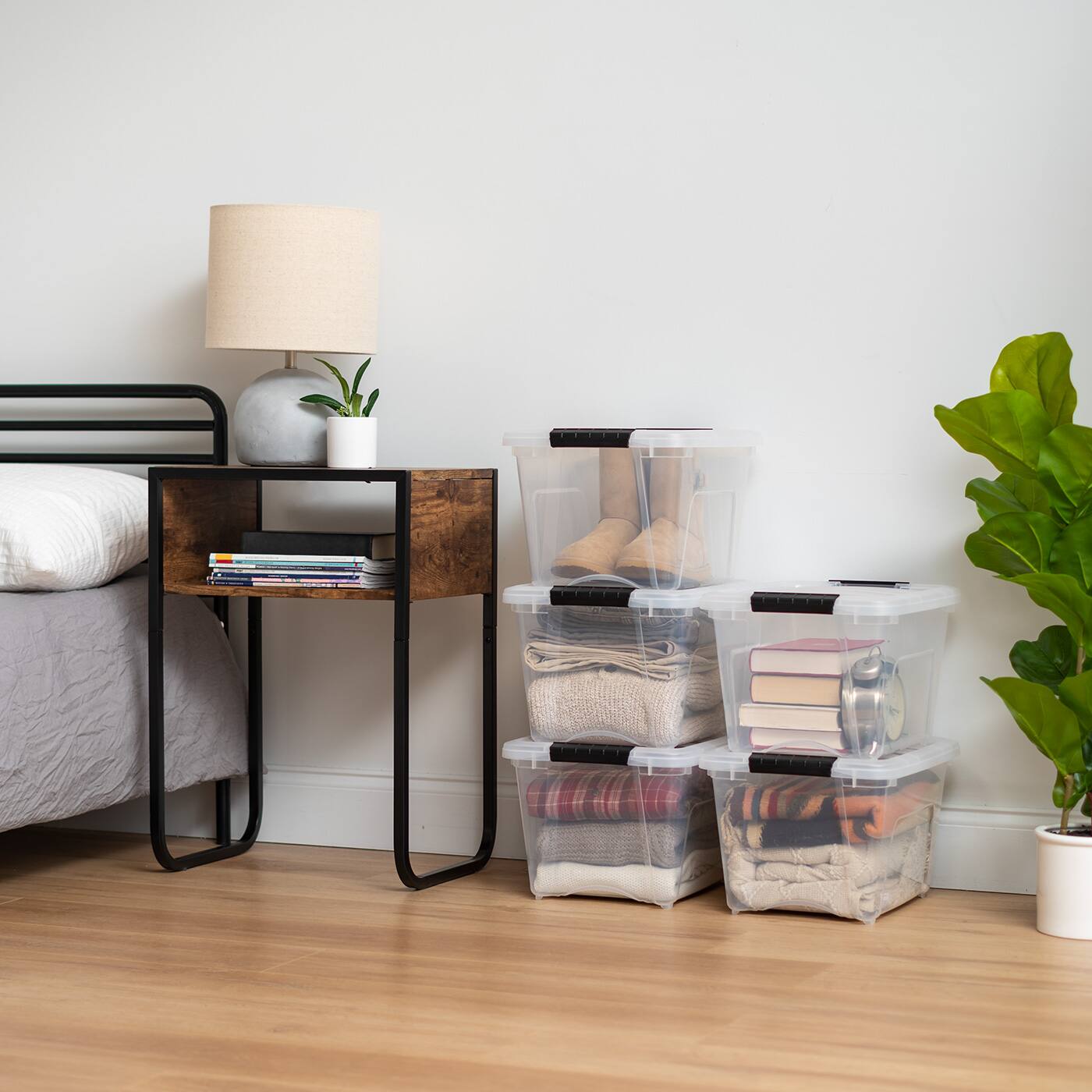Alt View 3. IRIS USA - IRIS USA 19qt Plastic Storage Bin with Lid and Secure Latching Buckles.