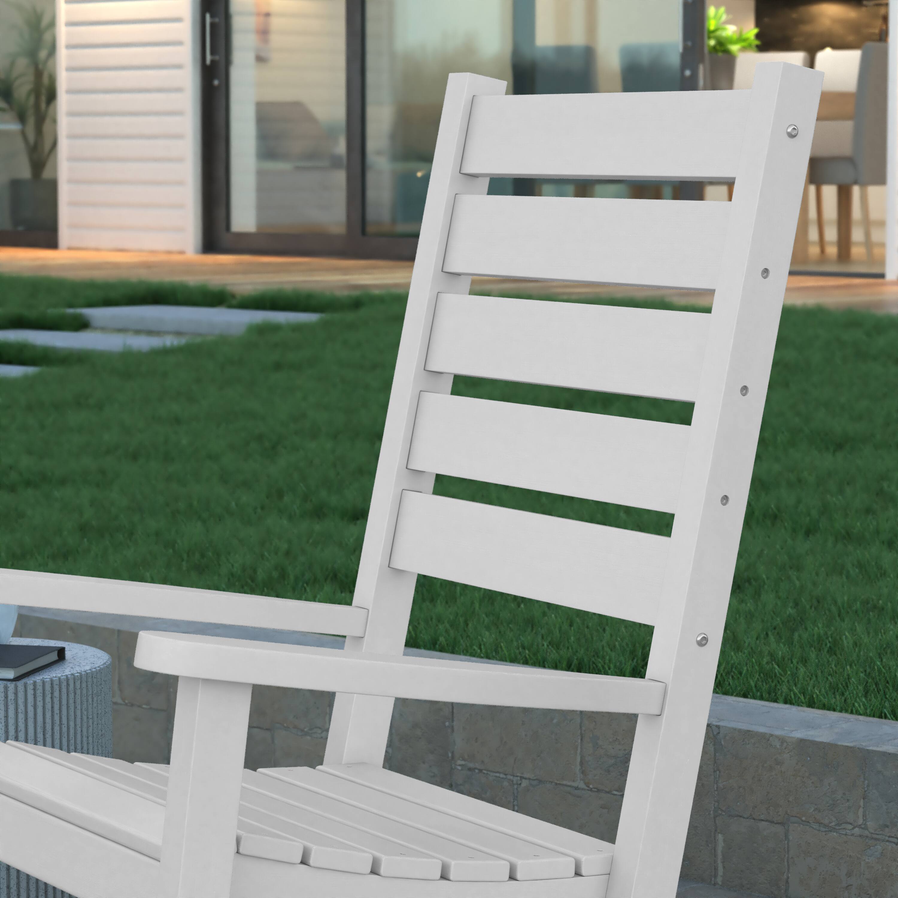 Alt View 5. Emma + Oliver - Florian Set of 2 Contemporary Rocking Chairs, All-Weather HDPE Indoor/Outdoor Rockers - White.