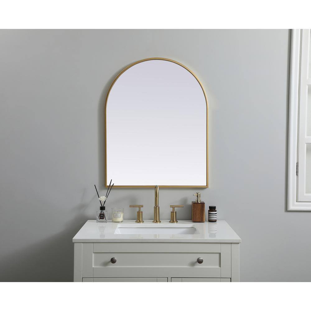 Alt View 3. Elegant Decor - Metal Frame Arch Mirror 24x30 Inch in Brass - Brass.