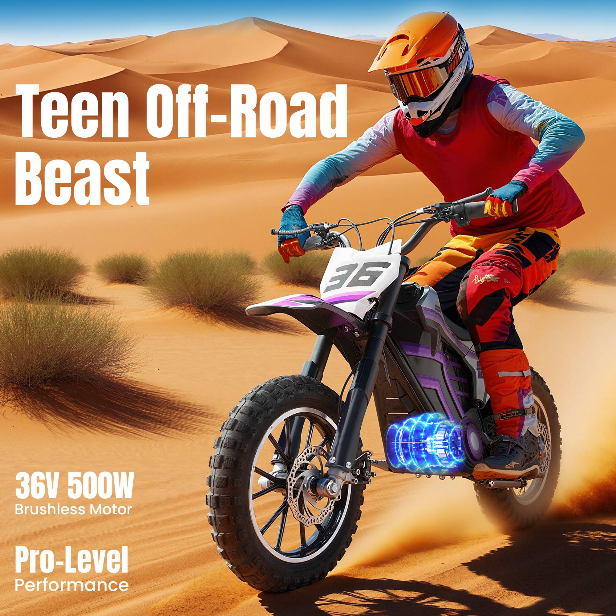 Teen Off-Road Beast  
36V 500W Brushless Motor  
Pro-Level Performance