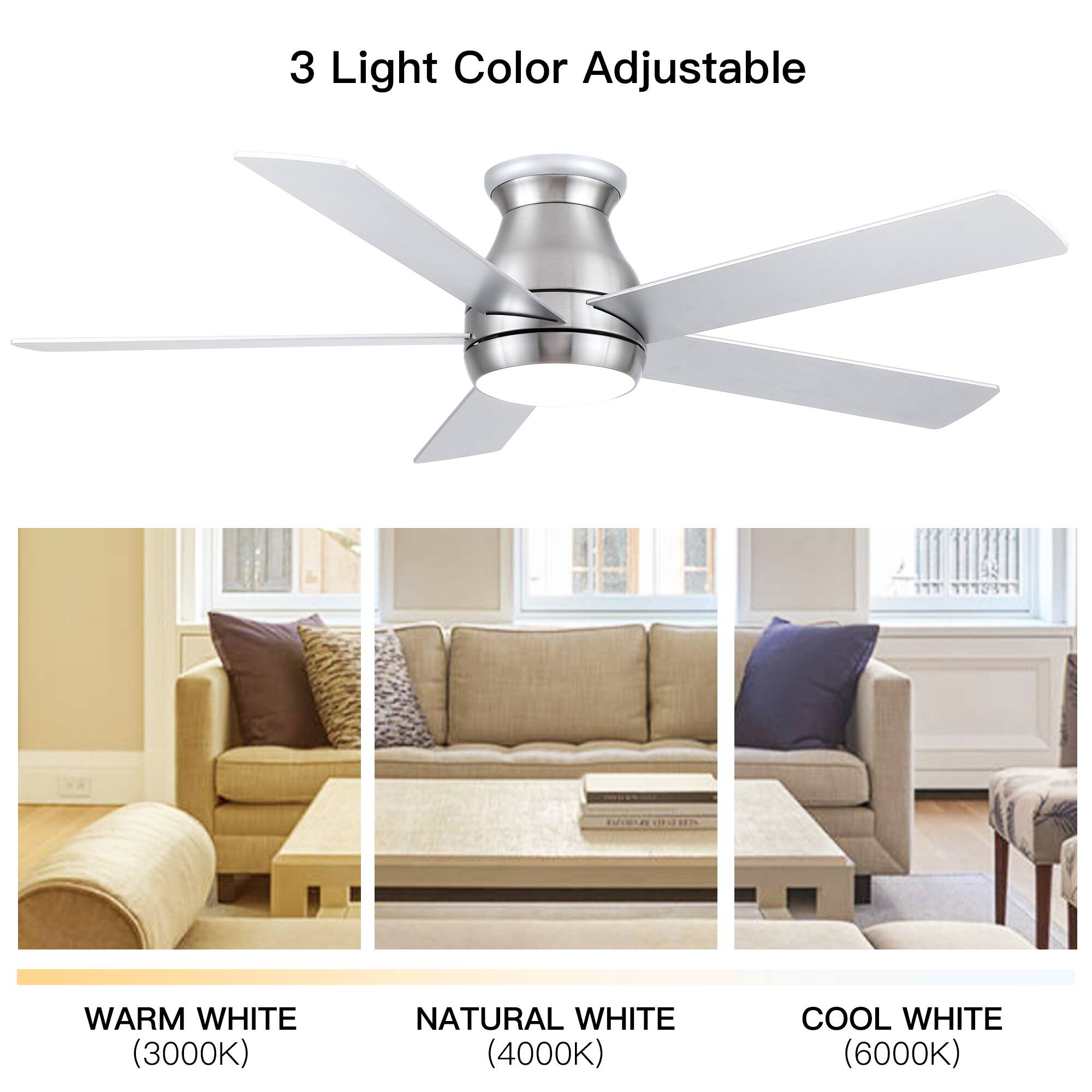3 Light Color Adjustable

WARM WHITE (3000K)

NATURAL WHITE (4000K)

COOL WHITE (6000K)