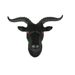 Zeckos - 16 Inch Resin Baphomet Bust Wall Sculpture Hanging Home Decor Goat Head - Black
