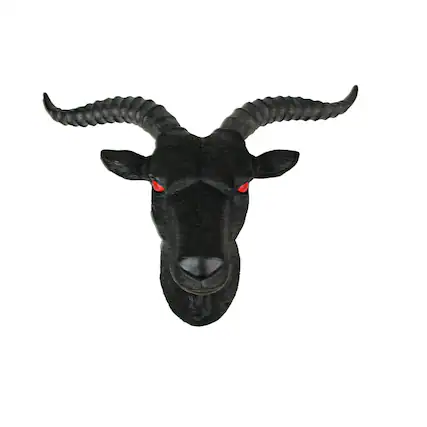 Front. Zeckos - 16 Inch Resin Black Baphomet Bust Wall Sculpture Hanging Home Decor Goat Head - Black.