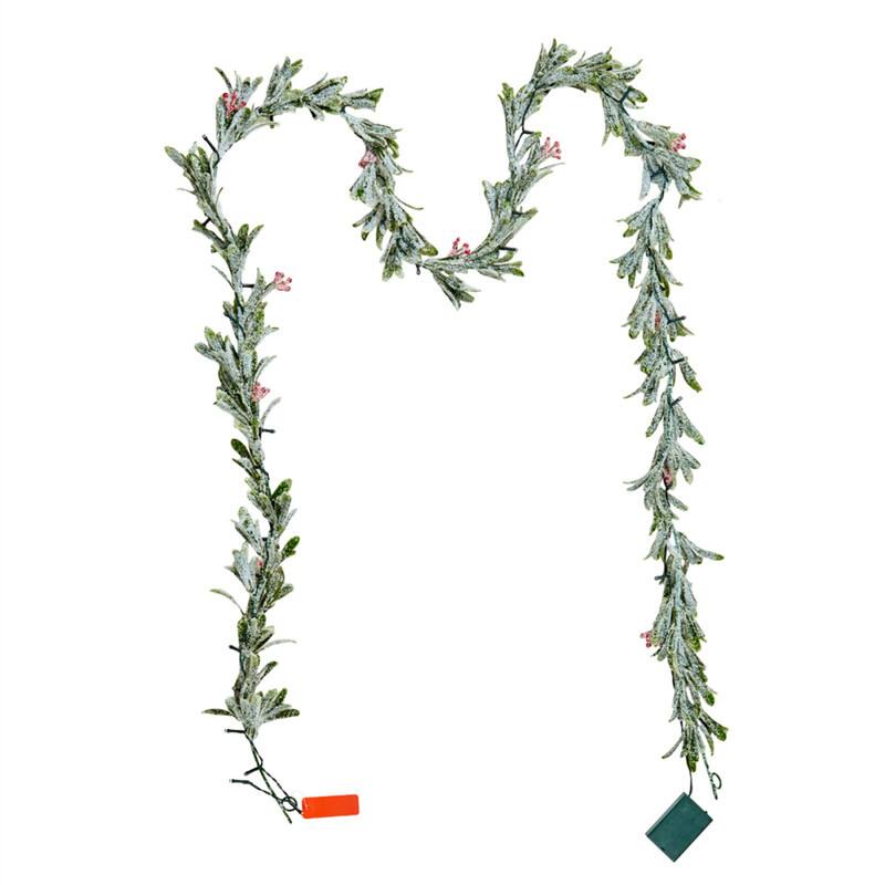 Alt View 2. HTUTWOO - 9Ft Christmas Garland - LED Fairy Lights with Realistic Vines Berries Olive Leaves, Battery Operated for Home Decor - Green.