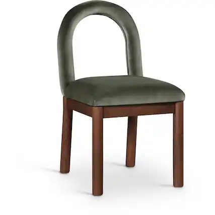 Front. Meridian Furniture - Conrad Green Velvet Dining Chair - Green.