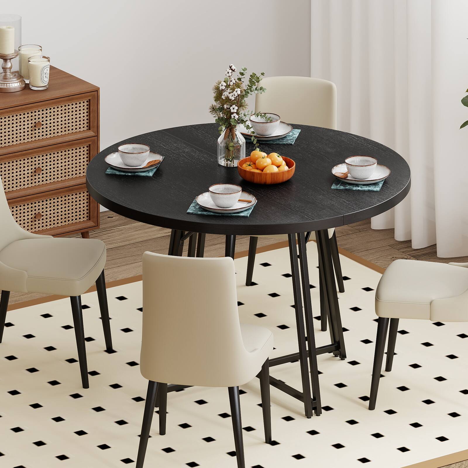 Alt View 8. Gymax - Gymax 47 Inch Dining Table w/8 Metal Supporting Legs & Cross Base for Dining Room Black - Black.