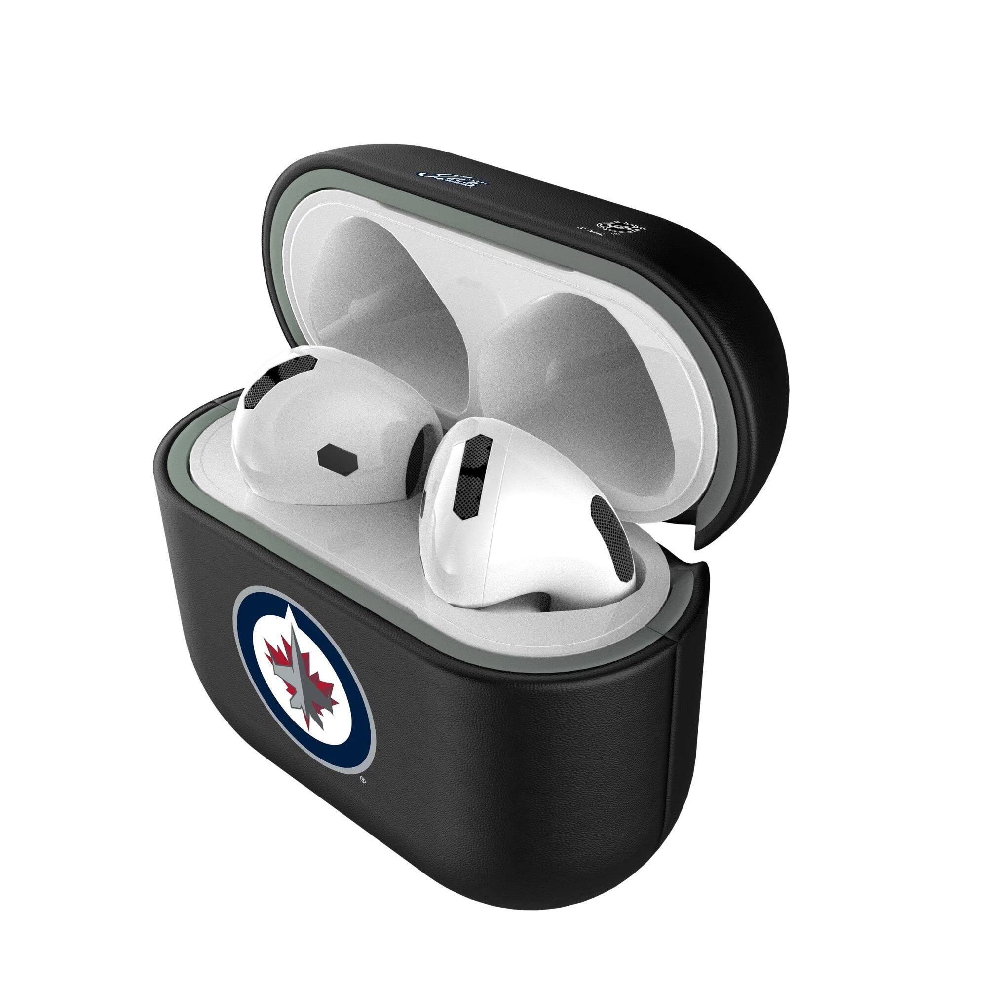 Alt View 2. Keyscaper - Winnipeg Jets Winnipeg Jets Insignia AirPods 4th Generation Case Cover - No Size - Black.