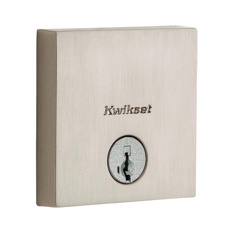 Angle. Kwikset - Kwikset SmartKey Satin Nickel Steel Deadbolt.