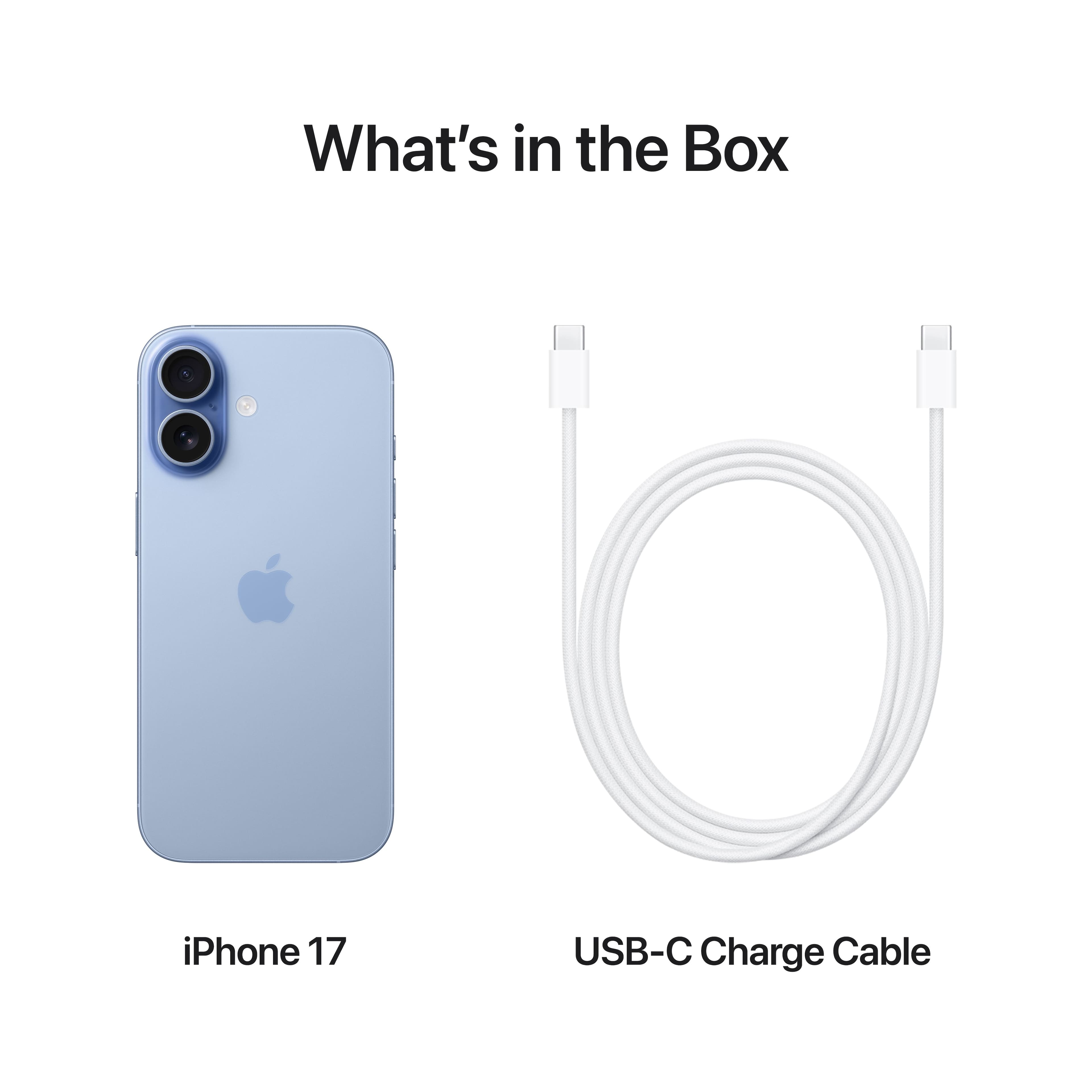 What's in the Box
iPhone 17
USB-C Charge Cable