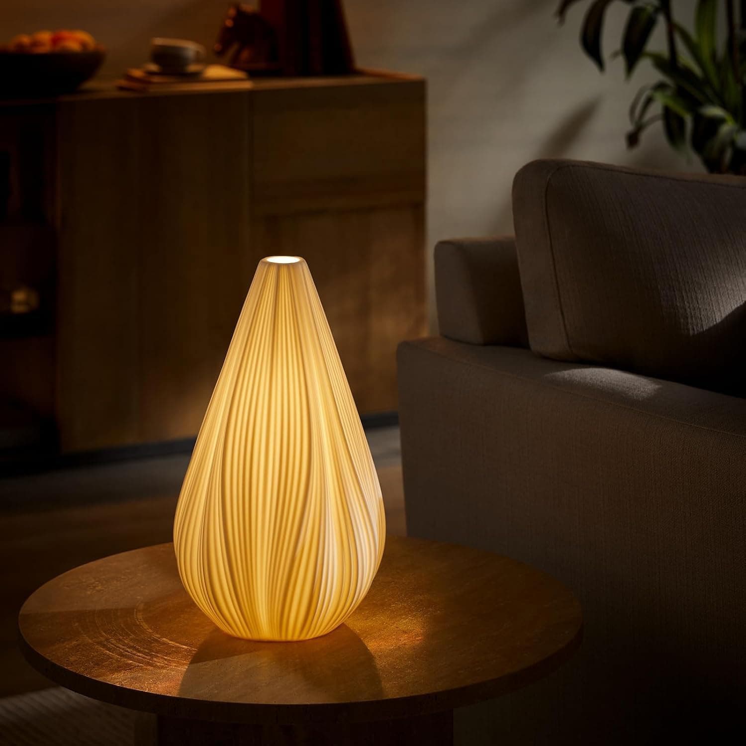 Alt View 1. FINEAK - 12.5" White Dimmable Ceramic Bedside Table Lamp.