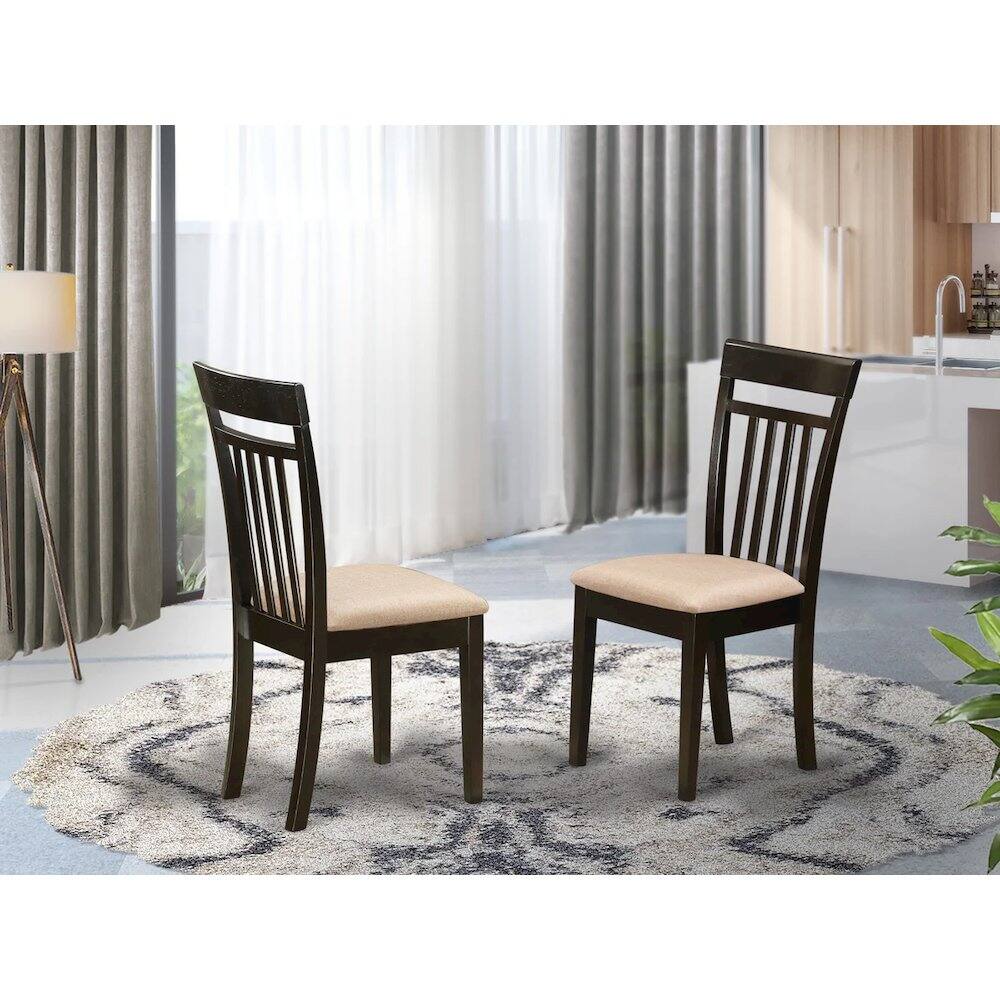 Alt View 1. East West Furniture - Capri slat back Chair for dining room with Fabric Seat - Brown.
