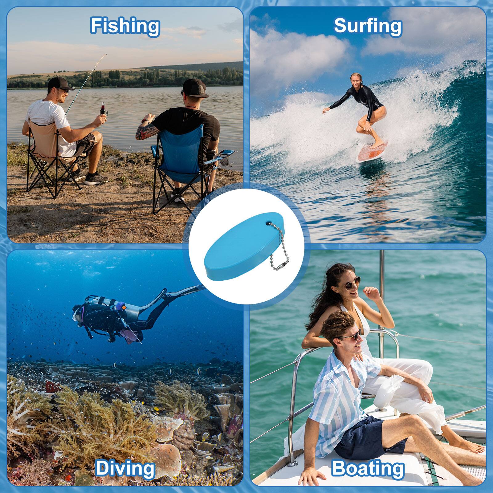 Fishing  
Surfing  
Diving  
Boating