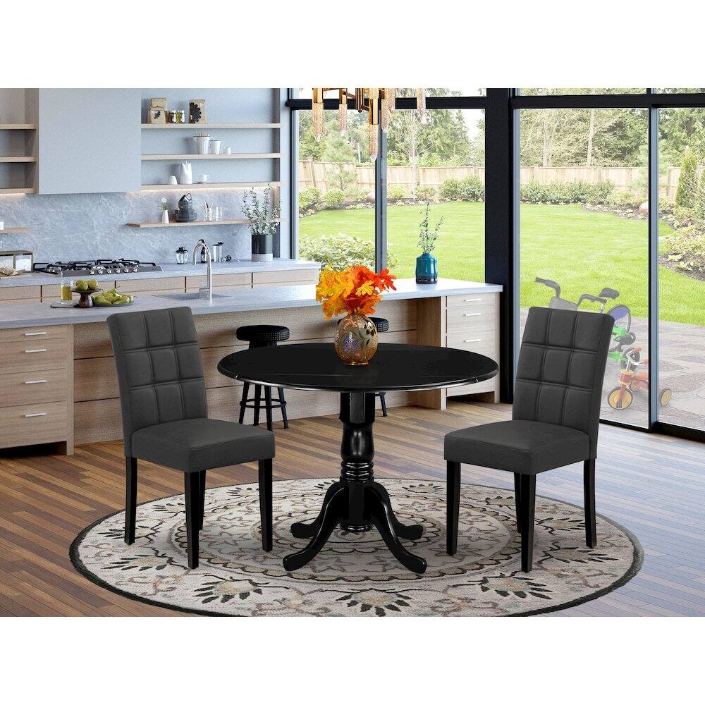Alt View 9. East West Furniture - 3 Piece Dining Table Set contain A Wood Table - Black.
