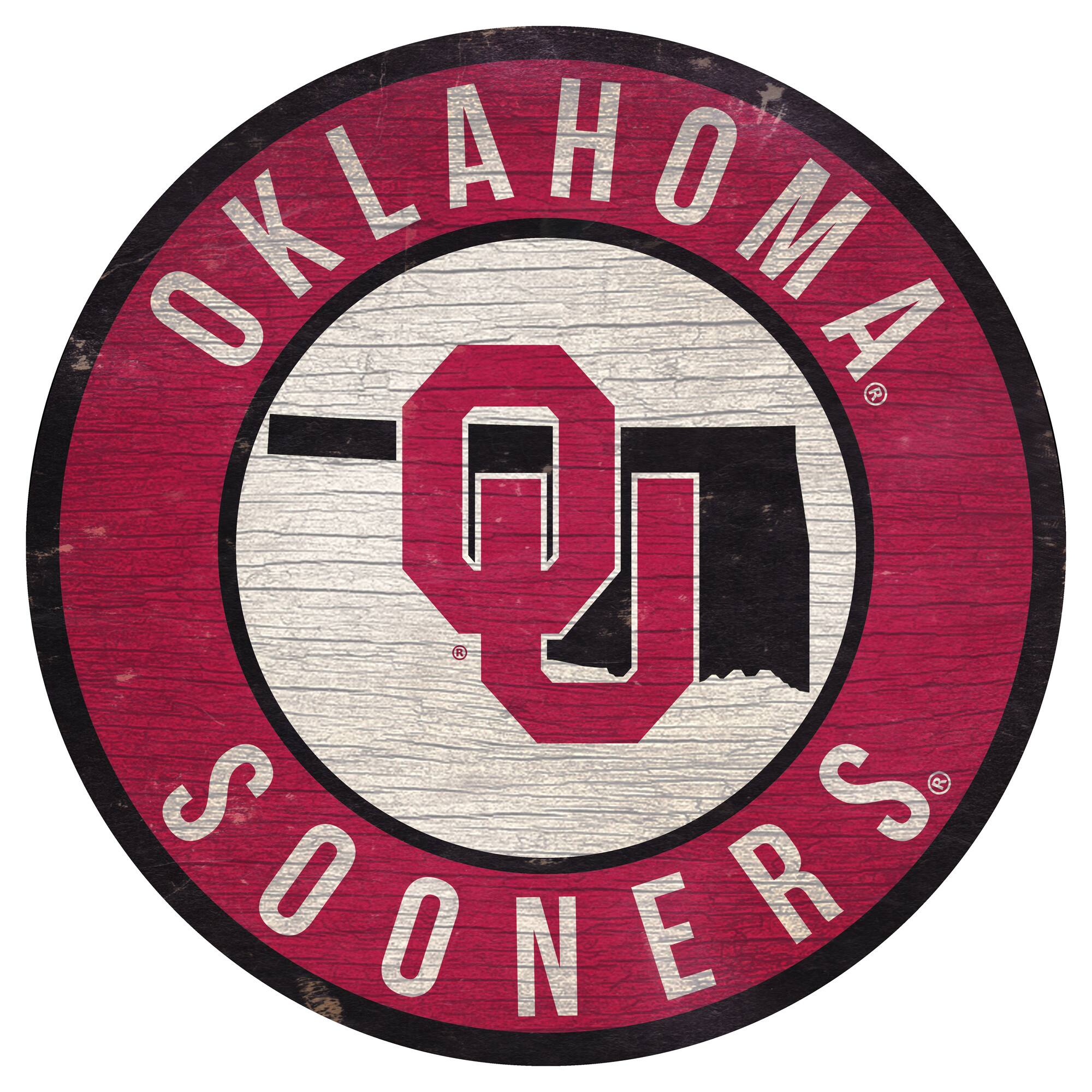 Oklahoma Sooners 12'' x 12'' State Circle Sign
