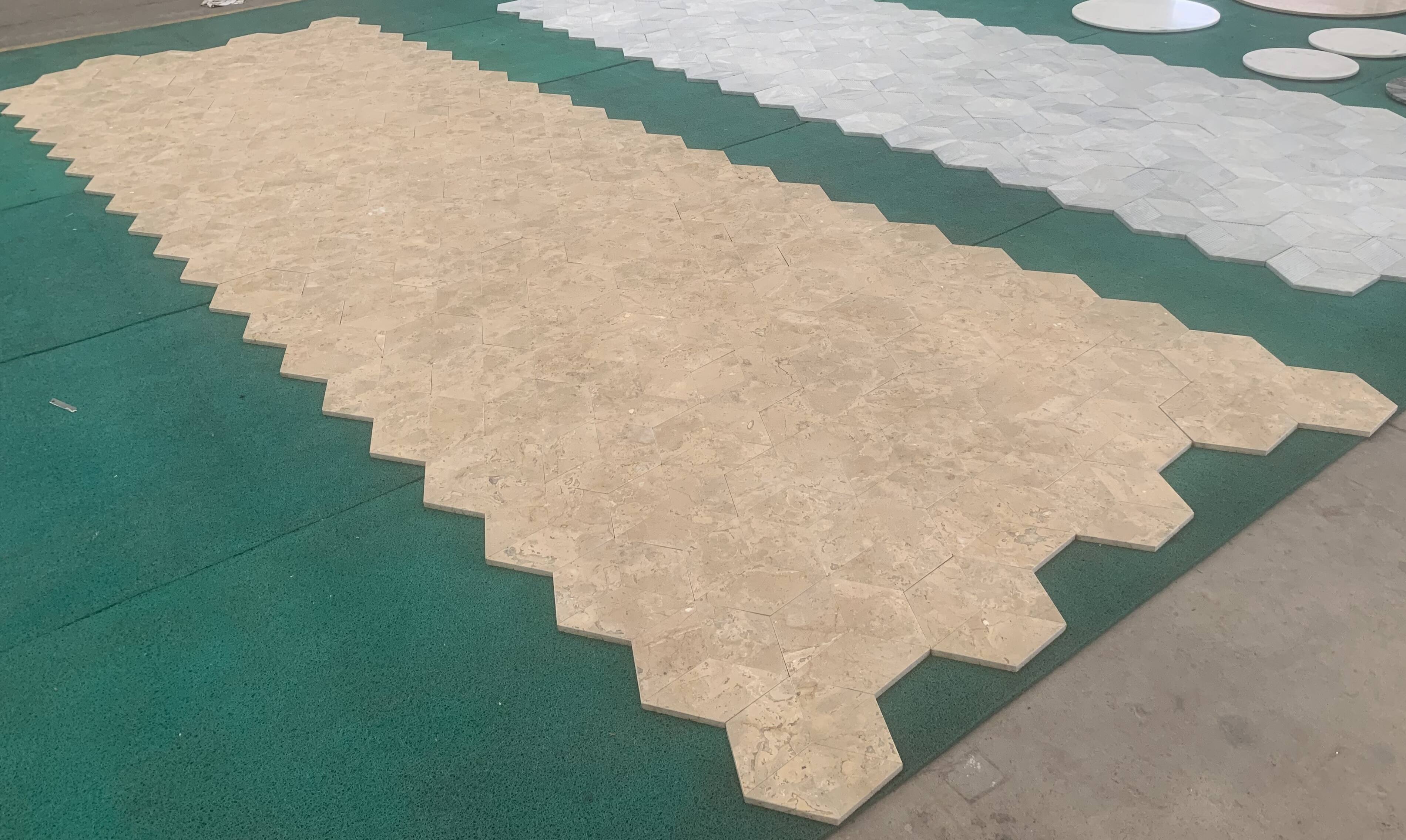 Alt View 7. APRILSOUL - Hexagon Gold Yellow Beige Natural Marble Tiles Honed - White.