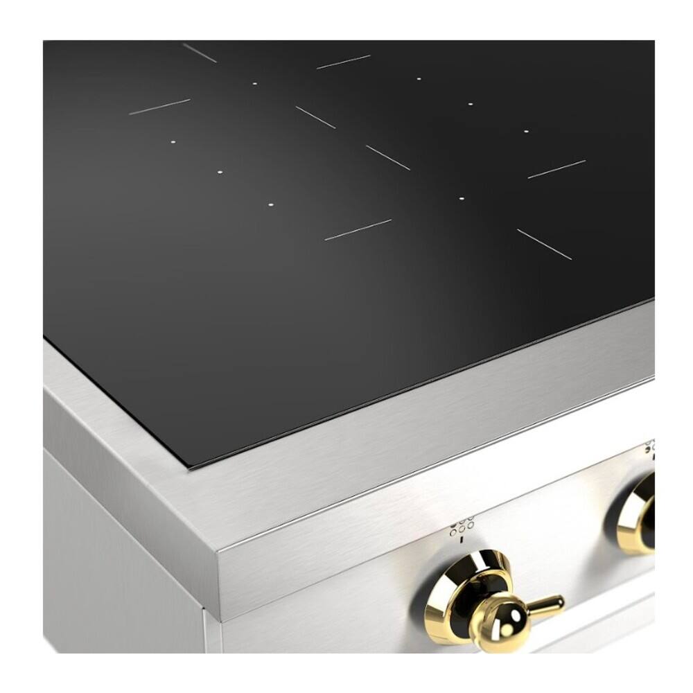 Alt View 7. ILVE - ILVE Nostalgie II 48 inch Built-In Induction Rangetop with 6 Elements (Stainless Steel, Brass Trim) - Stainless Steel.