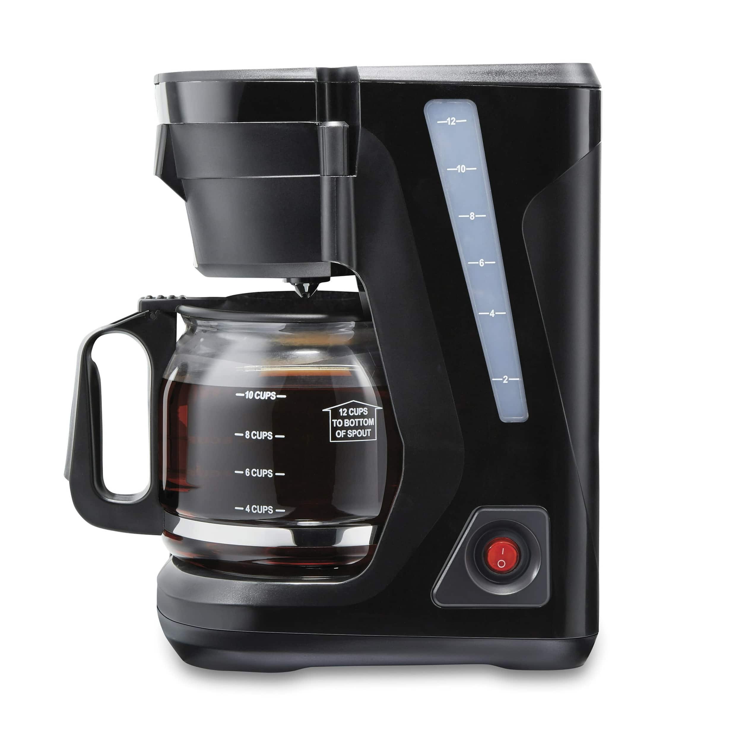 Proctor Silex - 12 Cup Compact Coffee Maker with Swing-Open Brew Basket - Black
