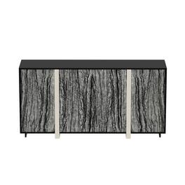 FUFU & GAGA - FUFU&GAGA Marble - Patterned Sideboard & Accent Table: High - End Storage with Glass Doors for Living Room - Black
