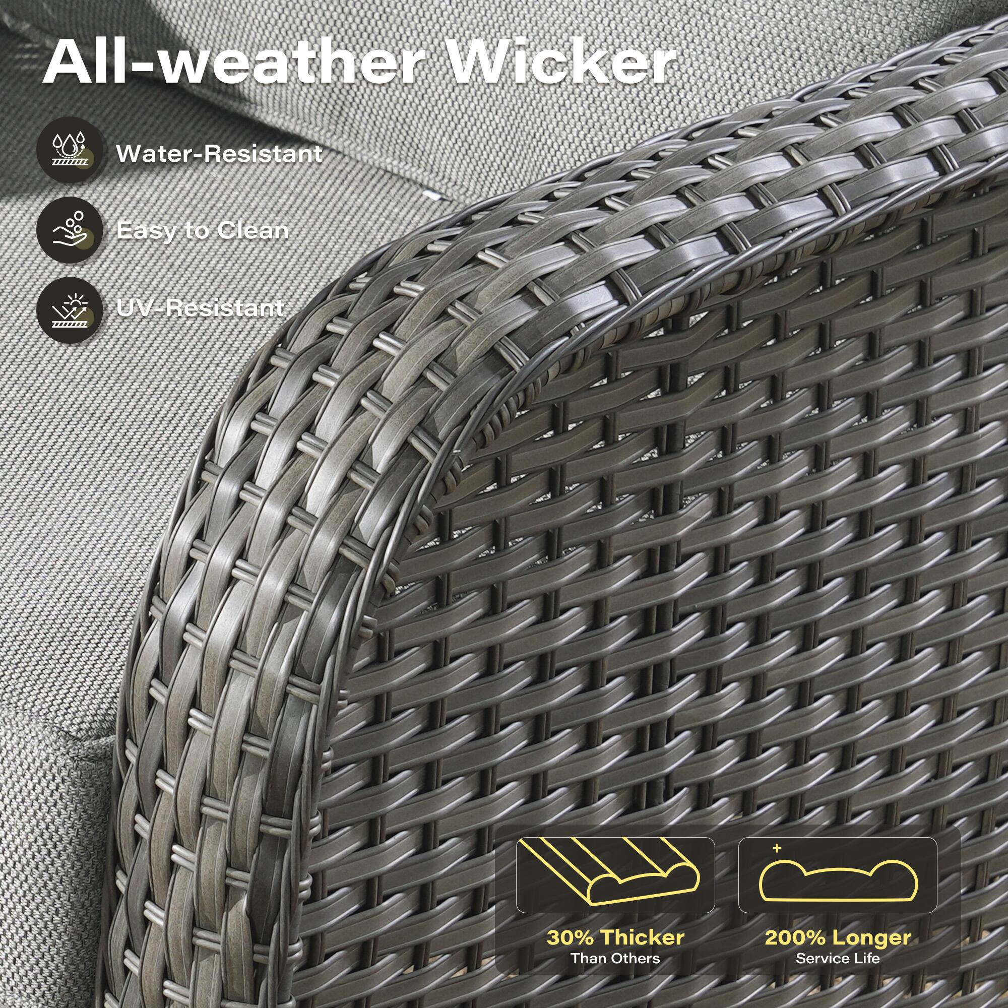 All-weather Wicker

- Water-Resistant
- Easy to Clean
- UV-Resistant

30% Thicker Than Others

200% Longer Service Life