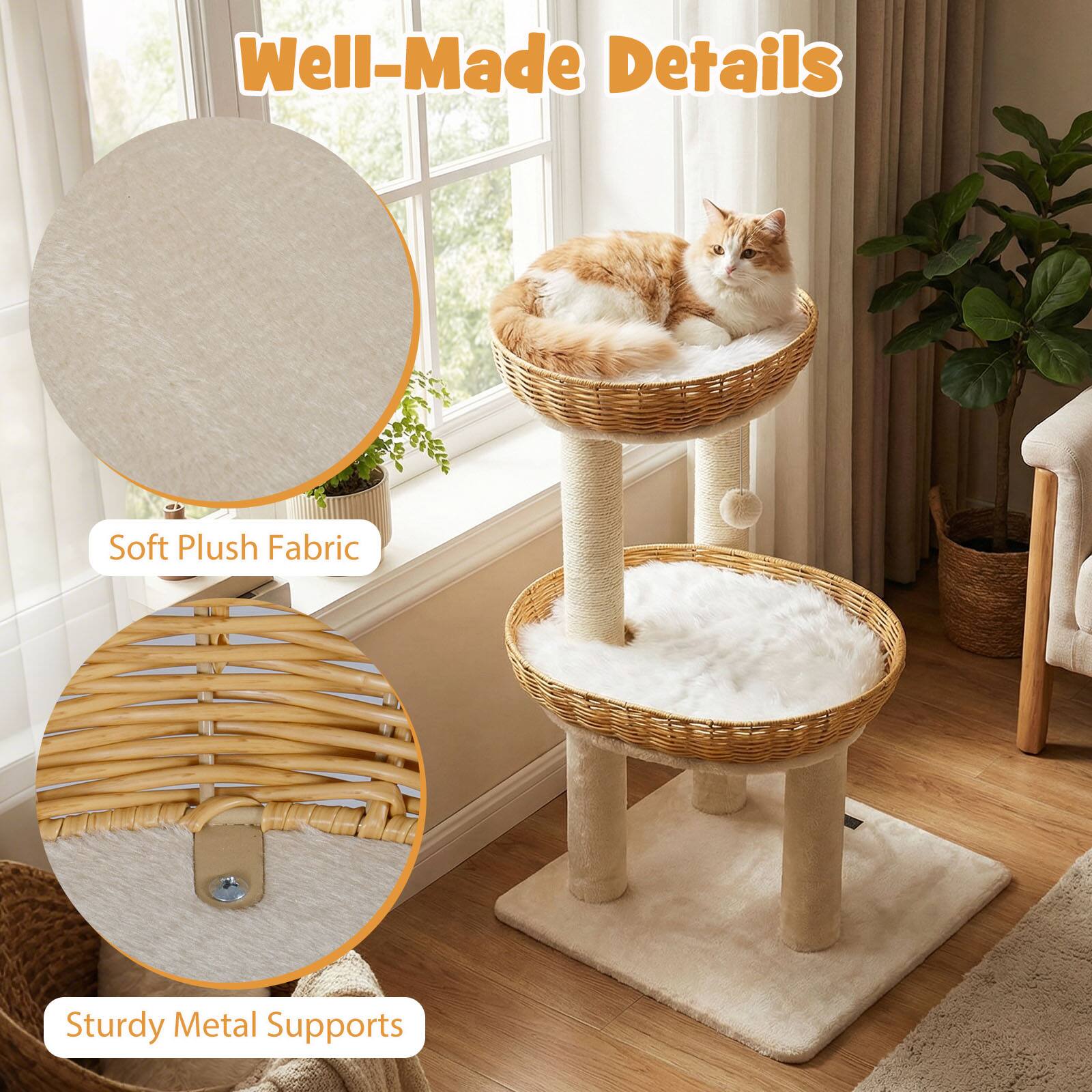 Well-Made Details  
Soft Plush Fabric  
Sturdy Metal Supports