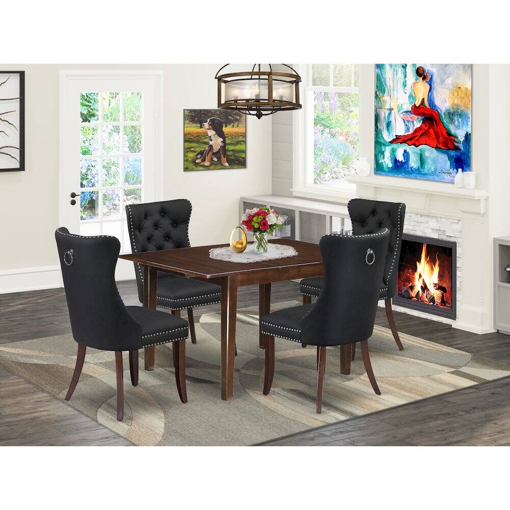 Alt View 9. East West Furniture - 5 Piece Dining Set Consists of a Rectangle Wooden Table with Butterfly Leaf - Red.