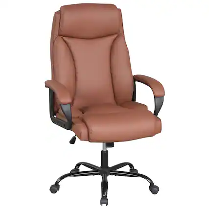 Front. WELLFOR - 400 lb Big and Tall Chair High Back Executive Chair Ergonomic Leather Computer Chair - Brown.