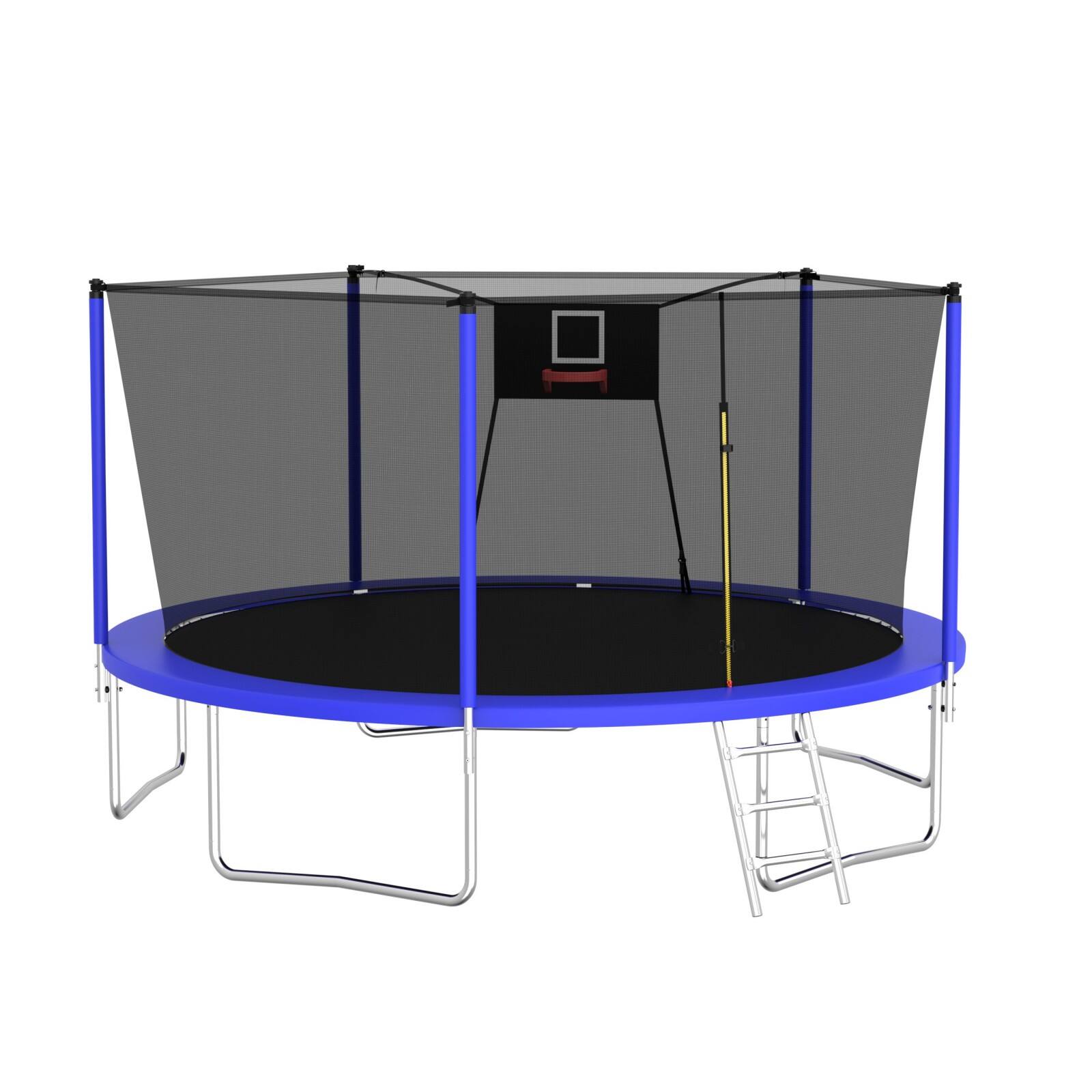 Alt View 8. Ecooso - 14FT Trampoline for Sports & Fitness with Enclosure Net and Ladder: 80 Springs, 5 Poles, Indoor/Outdoor - Blue.
