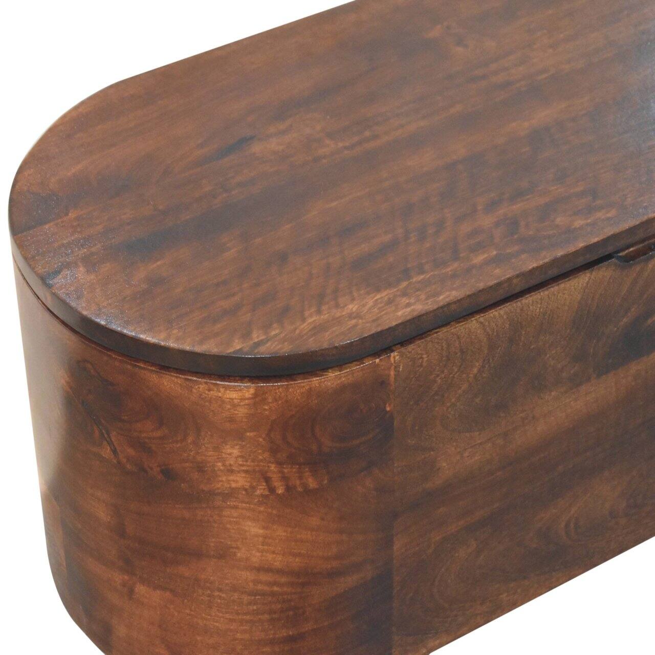 Alt View 1. Artisan Furniture - Artisan Furniture Solid Wood Curved California Walnut Blanket Box, Dark Brown - Dark Brown.