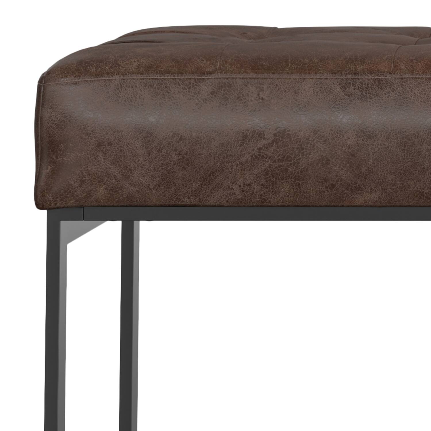 Alt View 6. Simpli Home - Penelope Leather Ottoman Bench in Brown Genuine Leather - Brown.